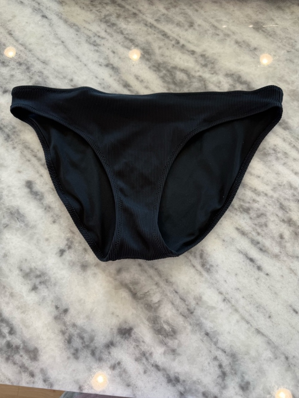Aerie Black Ribbed Bikini Bottoms - Size Medium